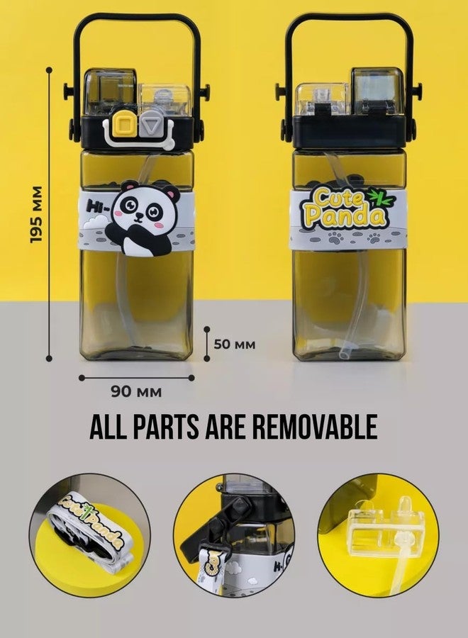 DEOXY Panda bottle 520ml Animal Design 2 Way Sipper Water Bottle for Kids - Leak-Proof, BPA-Free, School & Travel Friendly for Kids (Panda bottle) - Image 5